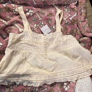 American Eagle Cream Lace Trimmed Tank Top